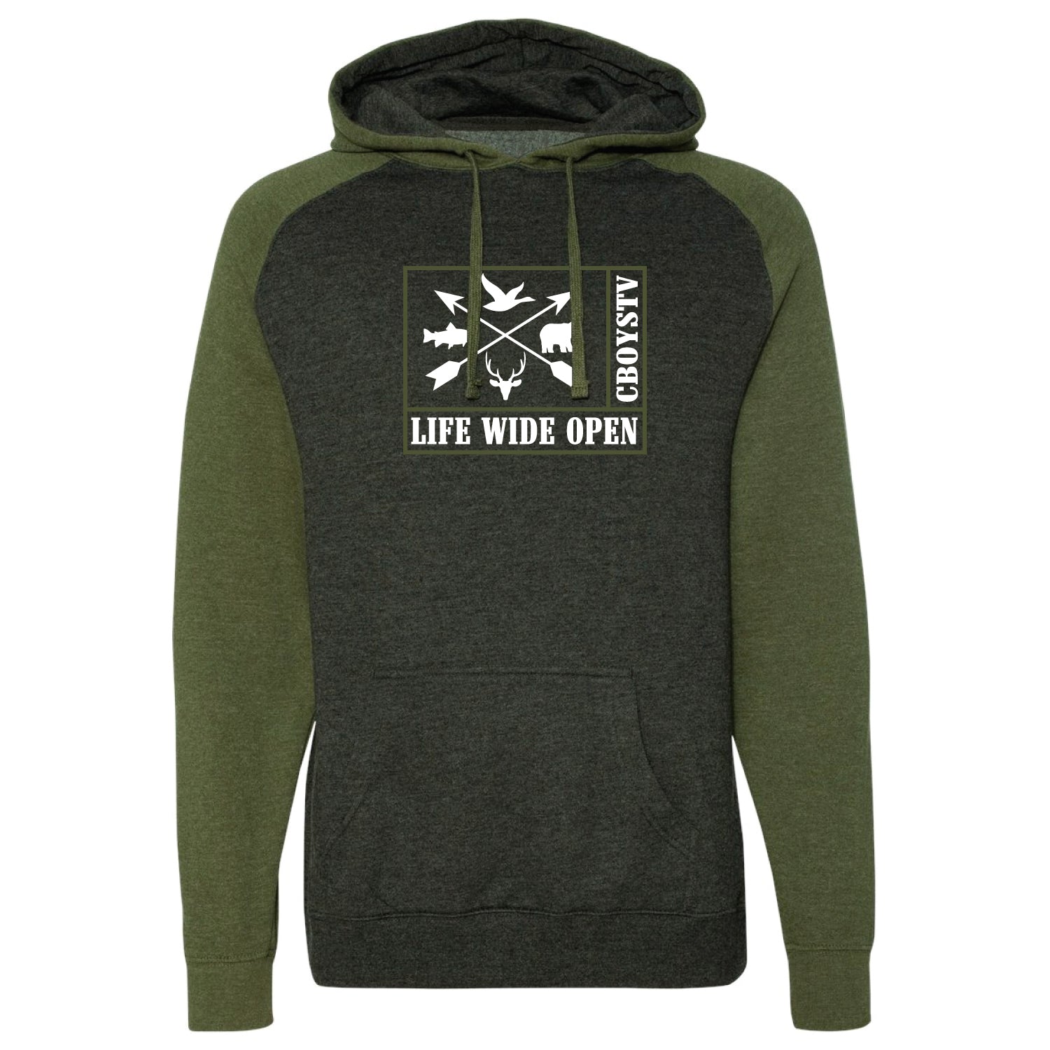 Charcoal/Army Raglan - Hoodie