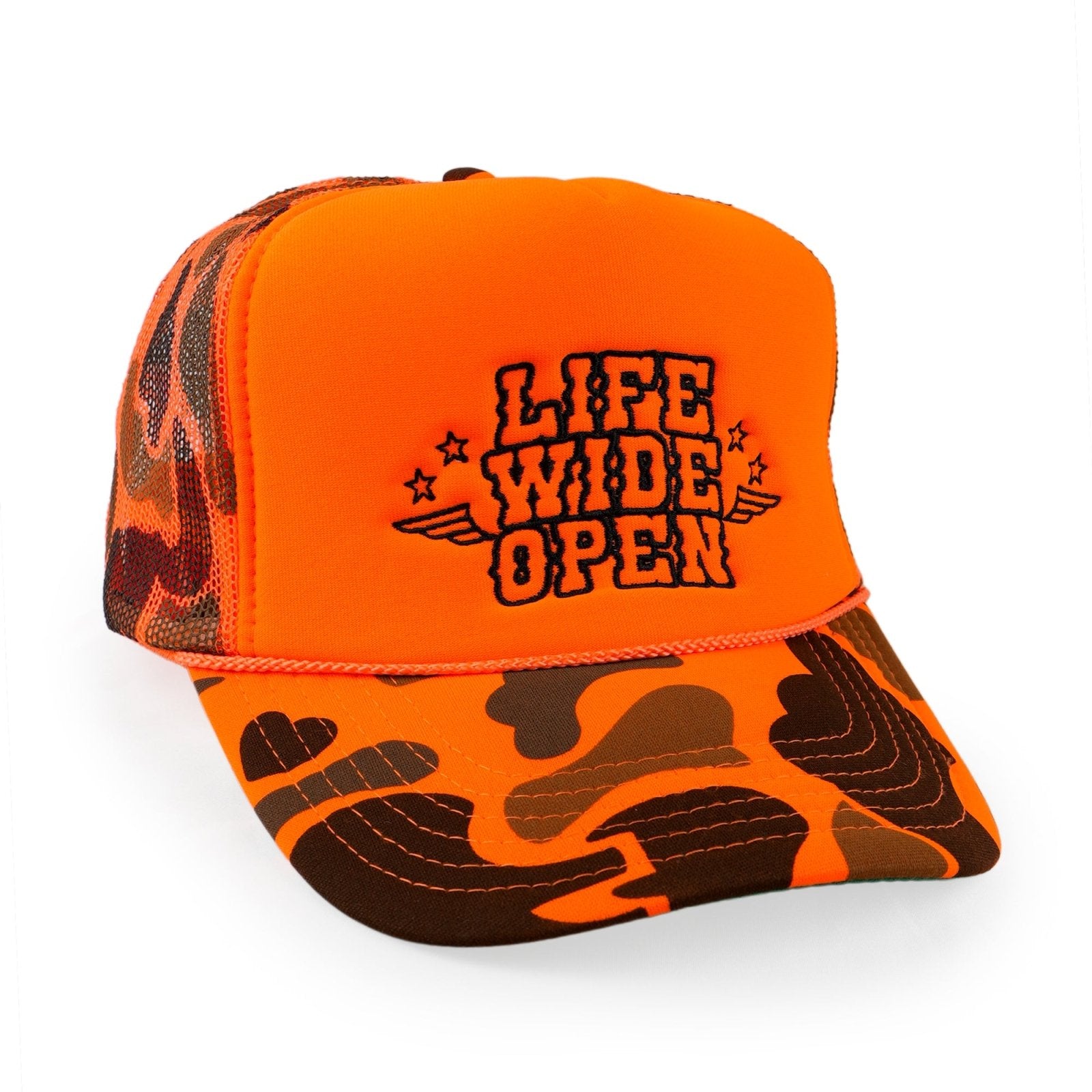 Blaze Orange Camo Trucker Hat