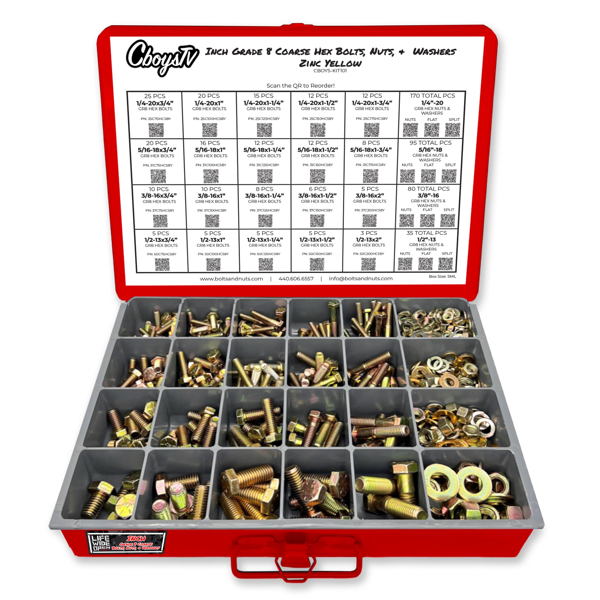 Inch Coarse Thread Hex Bolts & Nuts Kit