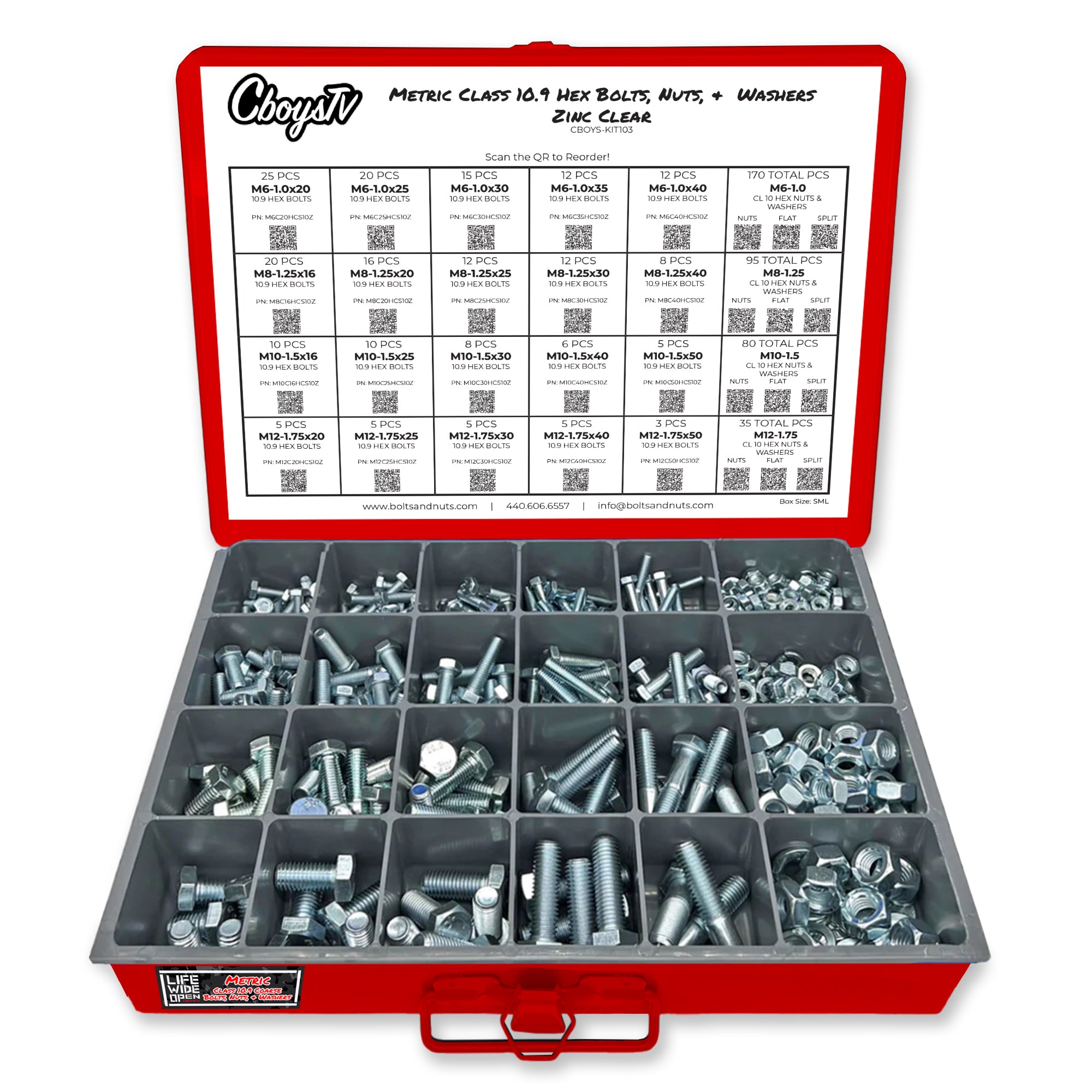 Metric Coarse Thread Hex Bolts & Nuts Kit