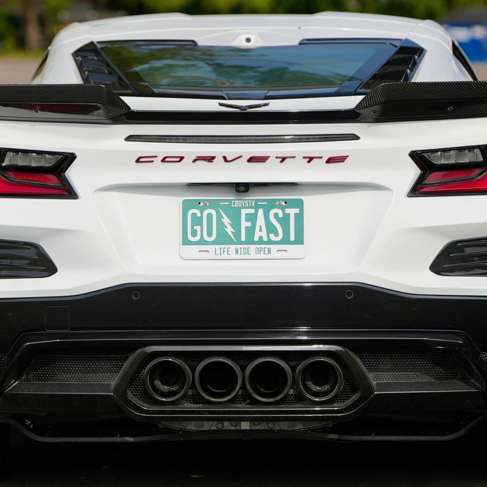 Green Go Fast License Plate