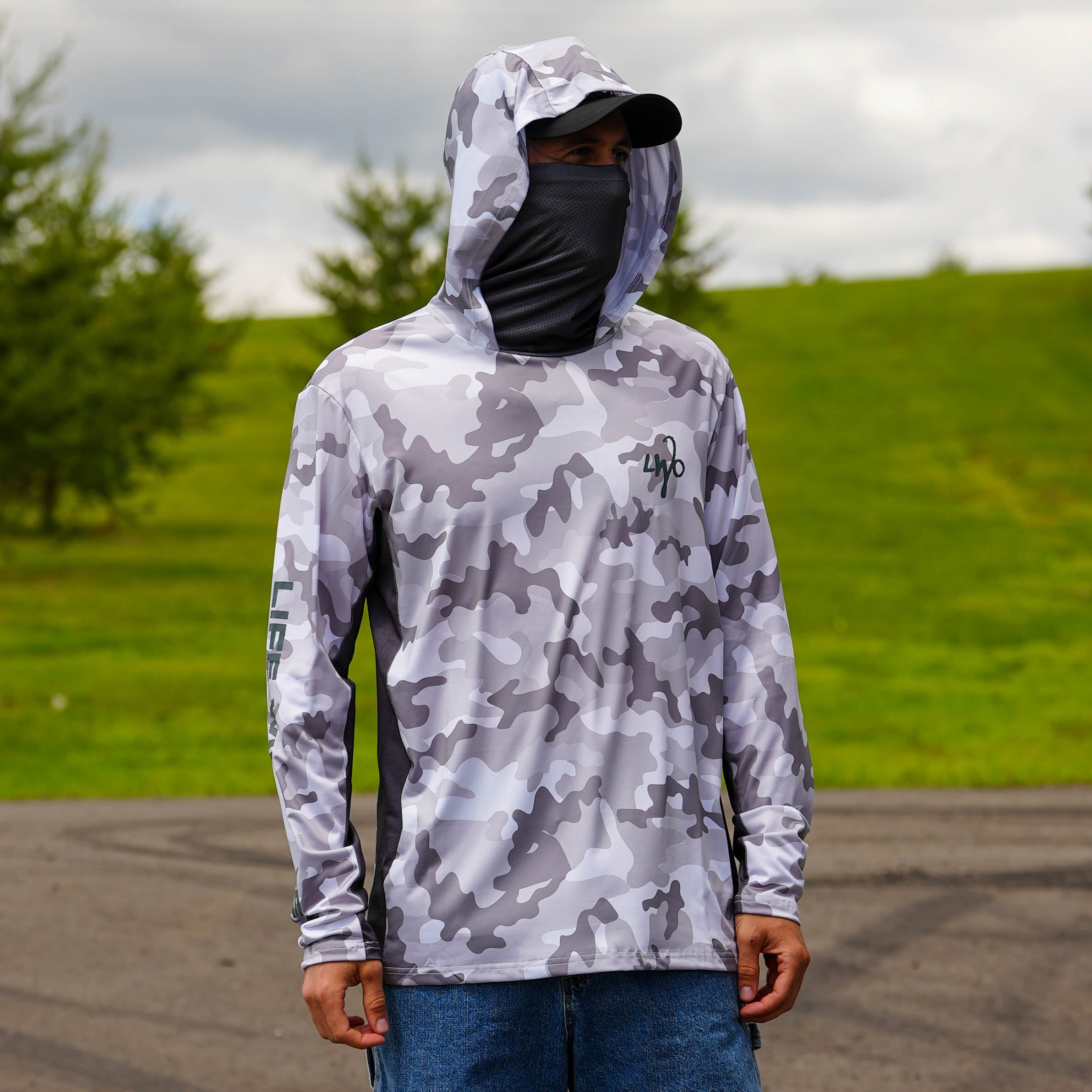 White Camo Lightweight Fishing Hoodie
