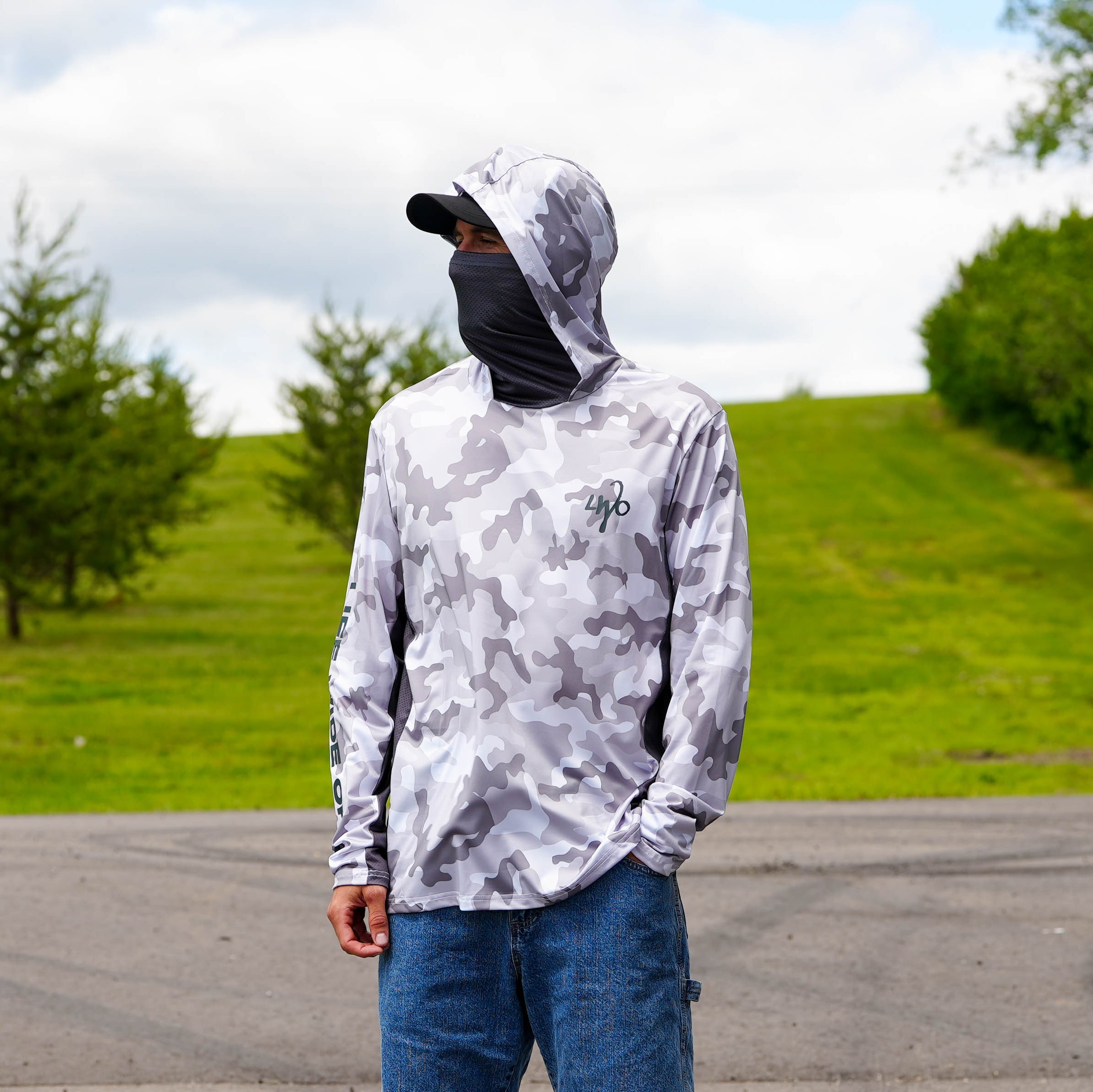 White Camo Lightweight Fishing Hoodie