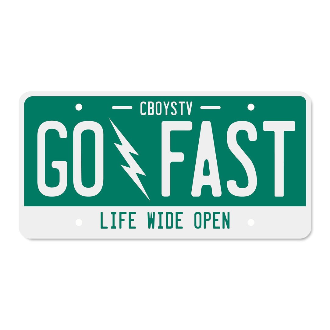 Green Go Fast License Plate