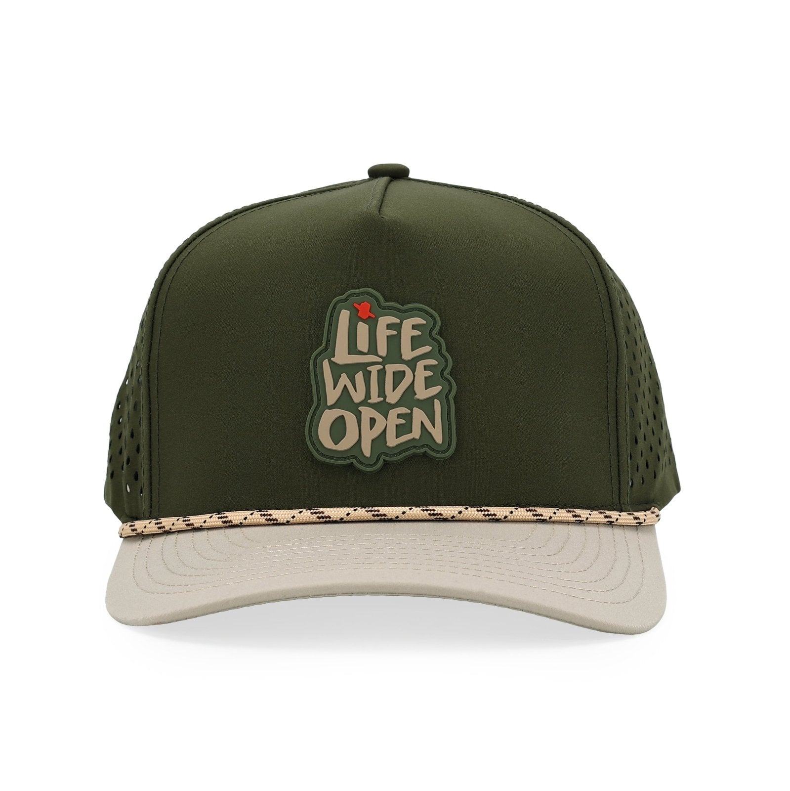 Khaki and Green Rope Performance Snapback