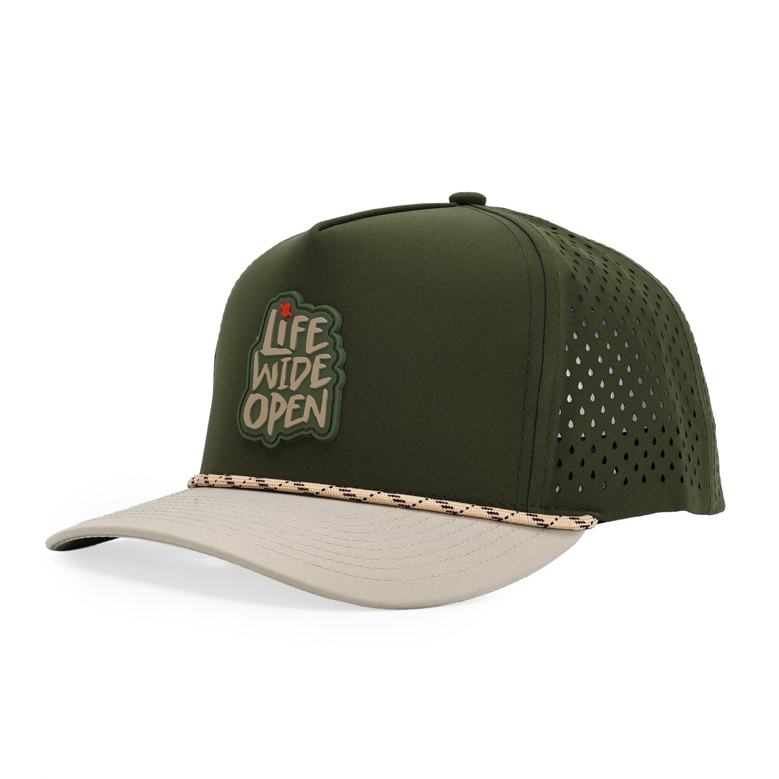 Khaki and Green Rope Performance Snapback