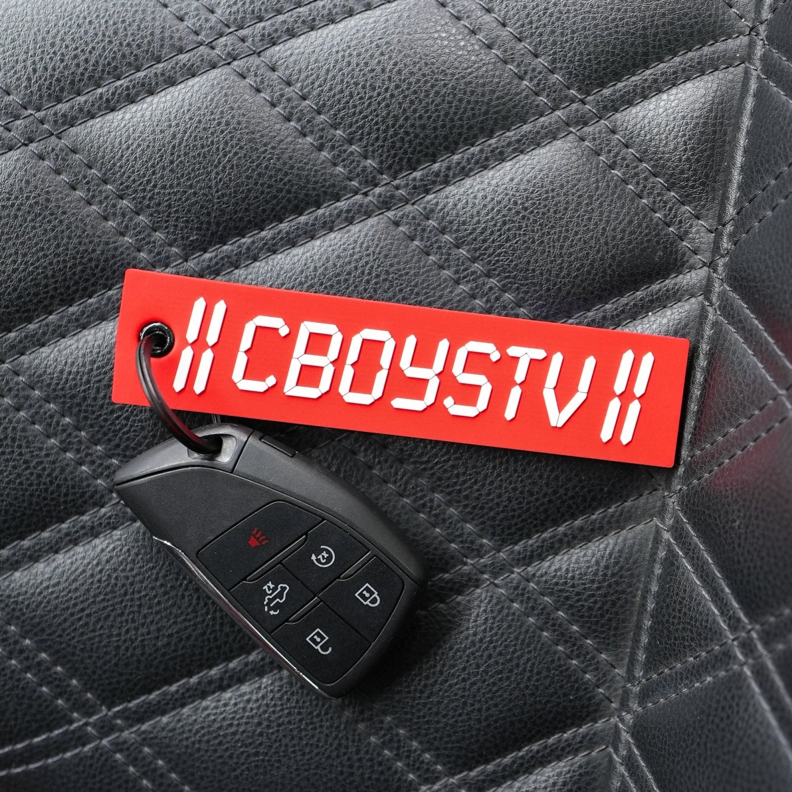 Red/Blue Key to Happiness Rubber Jet Tag