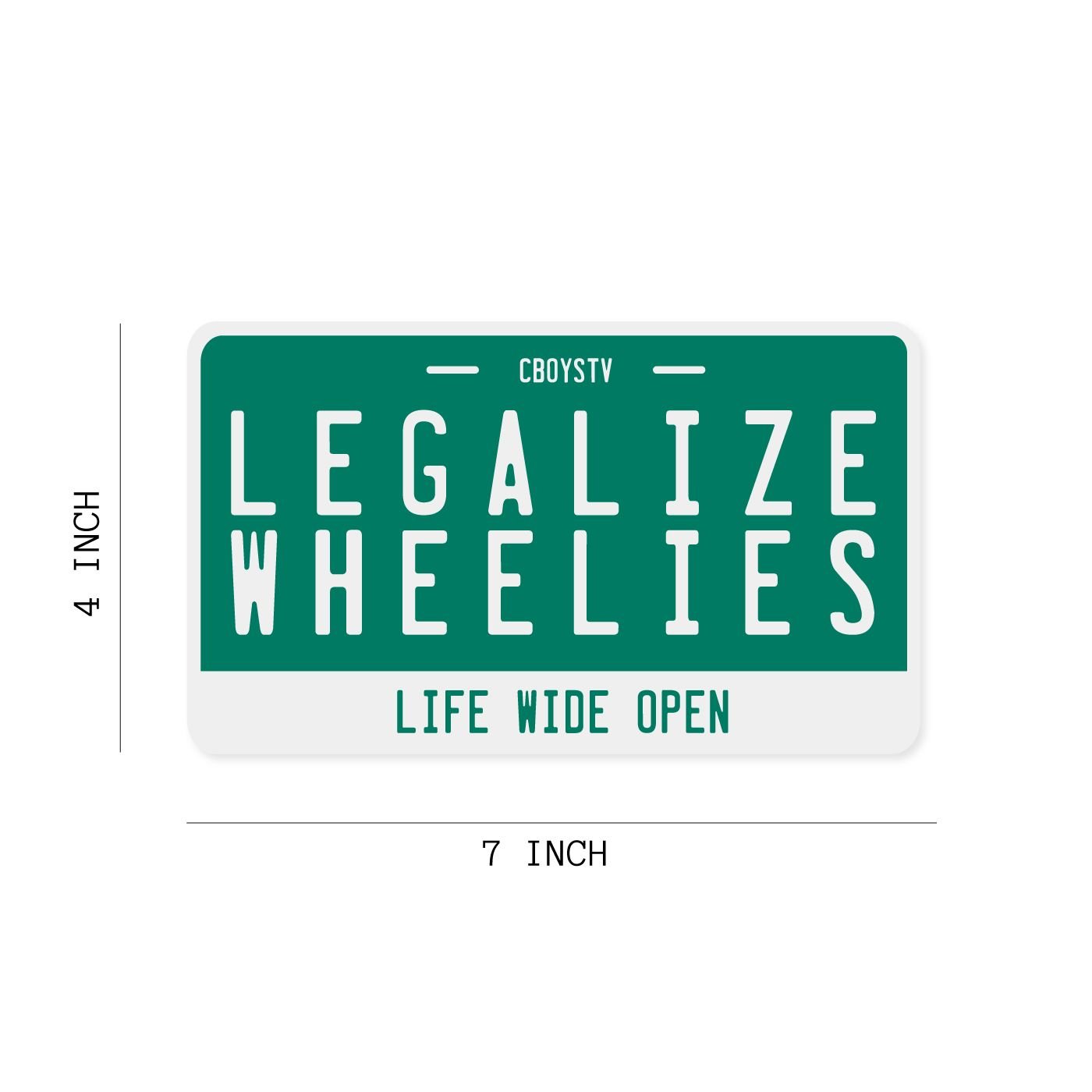 BIKE/QUAD SIZED Legalize Wheelies License Plate