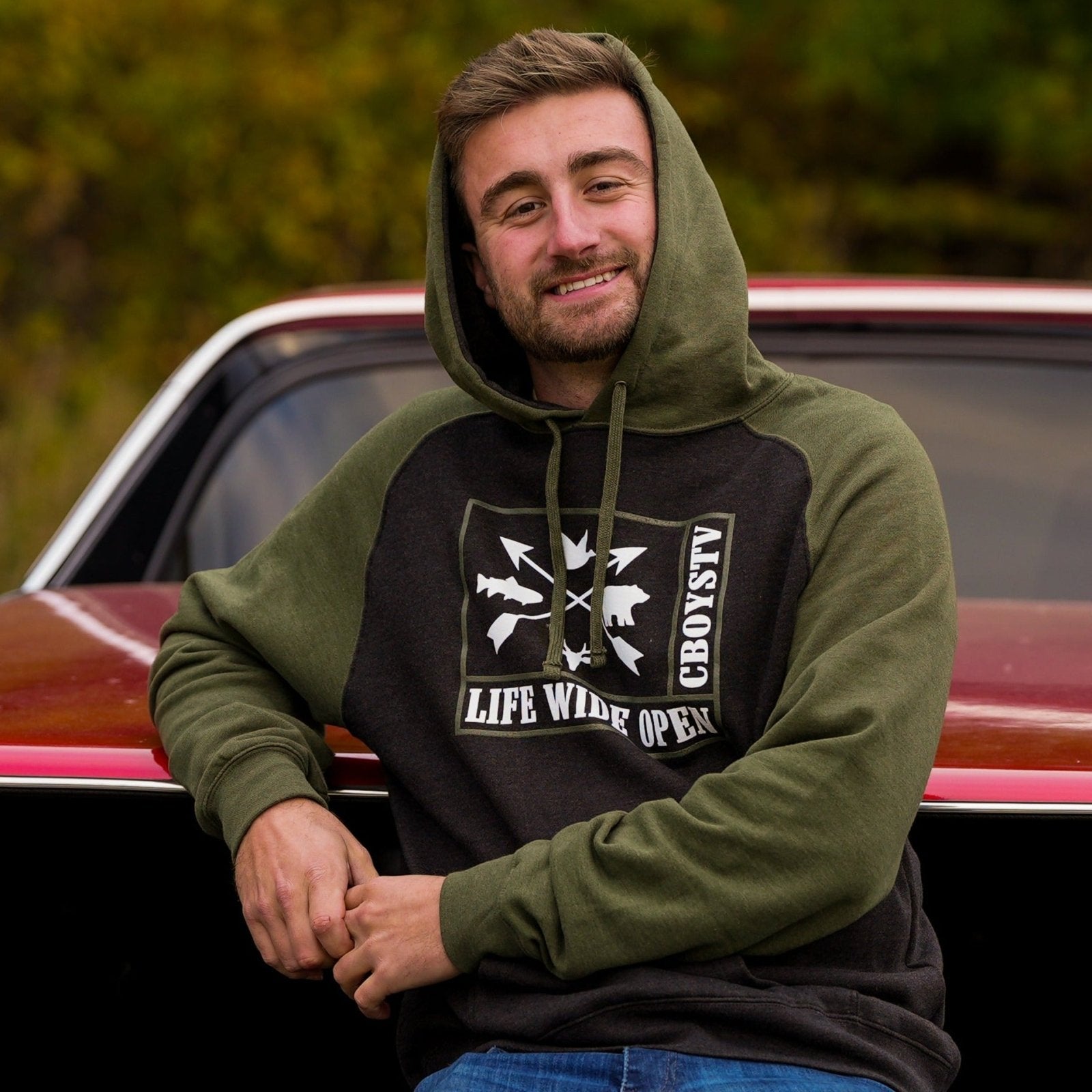 Charcoal/Army Raglan - Hoodie