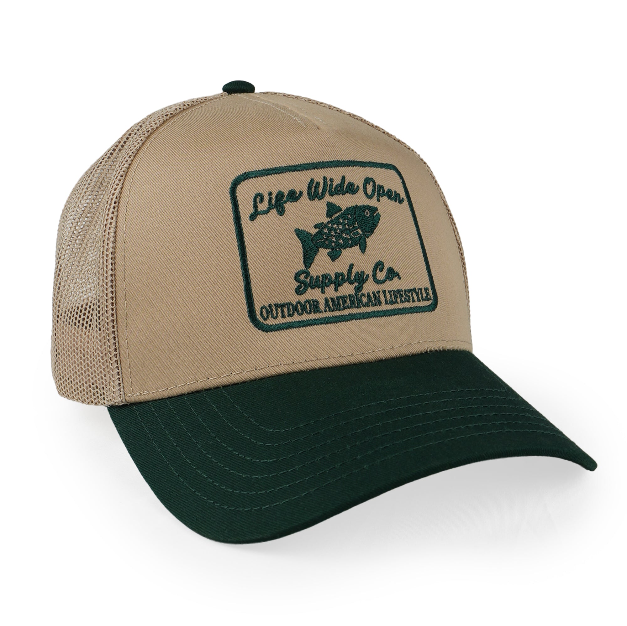 Khaki & Green Fishing Hat