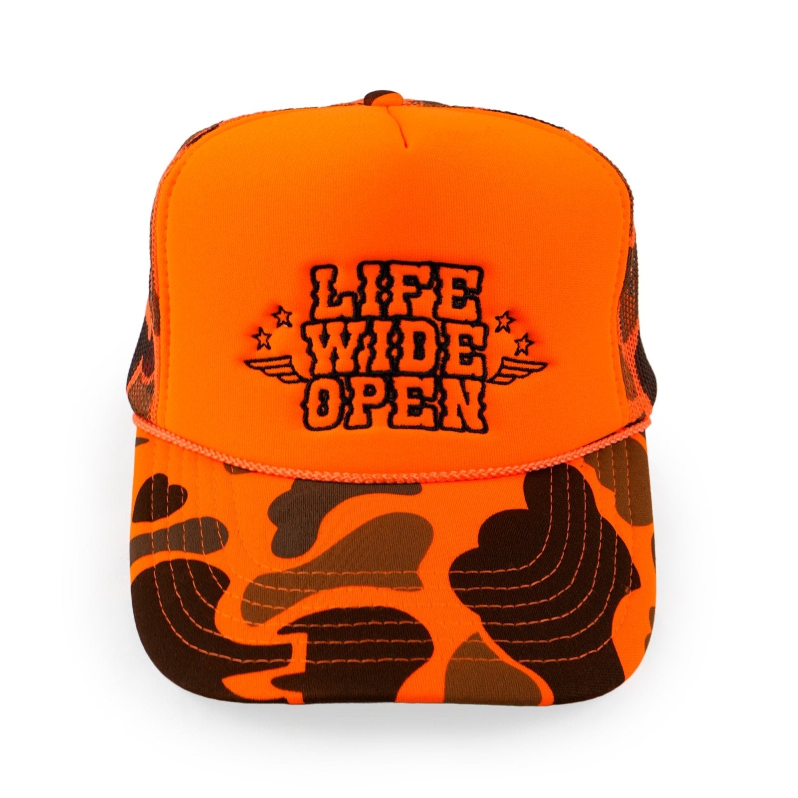 Blaze Orange Camo Trucker Hat