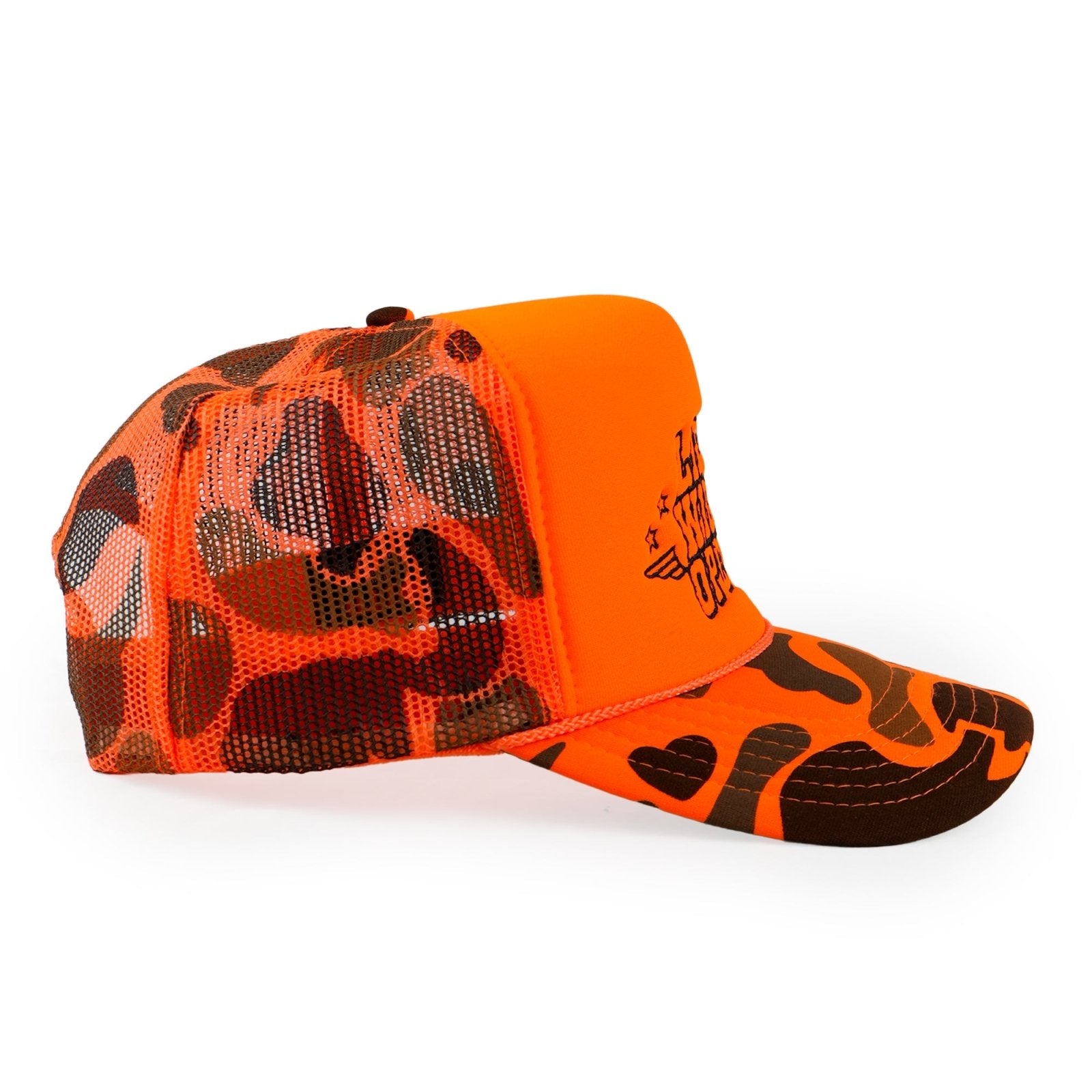 Blaze Orange Camo Trucker Hat