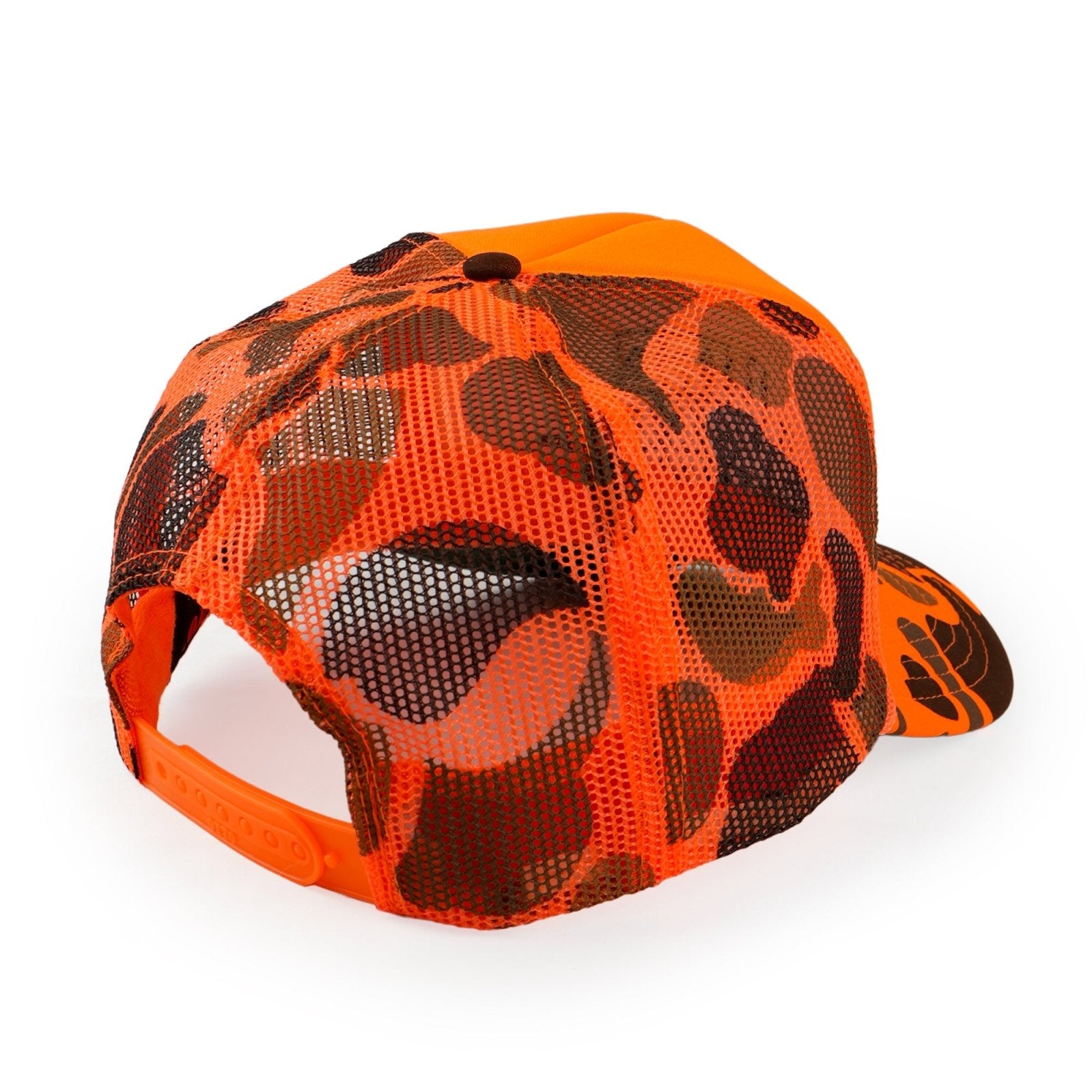 Blaze Orange Camo Trucker Hat