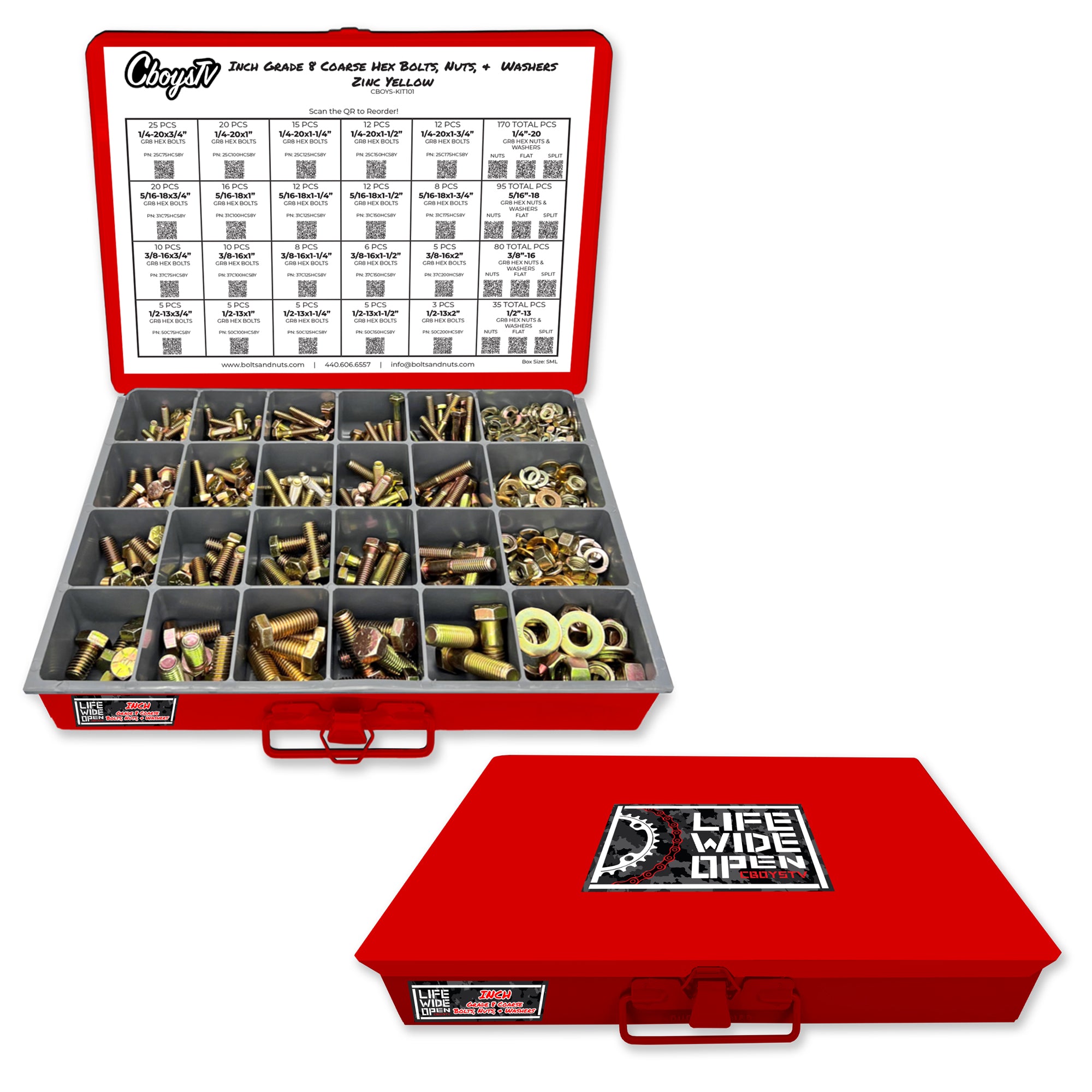 Inch Coarse Thread Hex Bolts & Nuts Kit