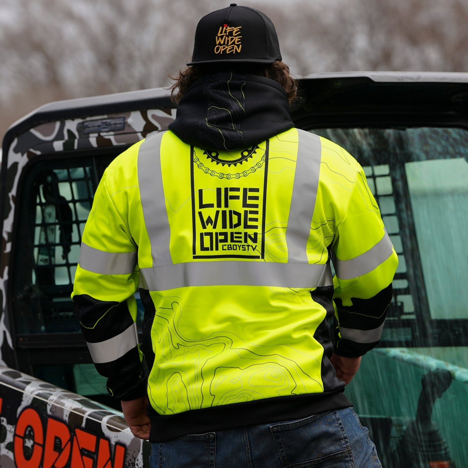 Hi-Vis Topographic Workwear Hoodie