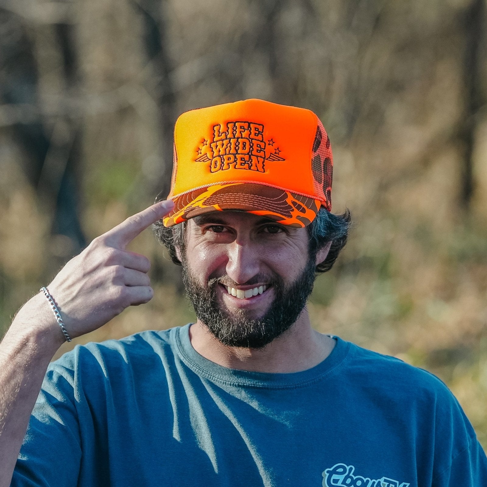 Blaze Orange Camo Trucker Hat