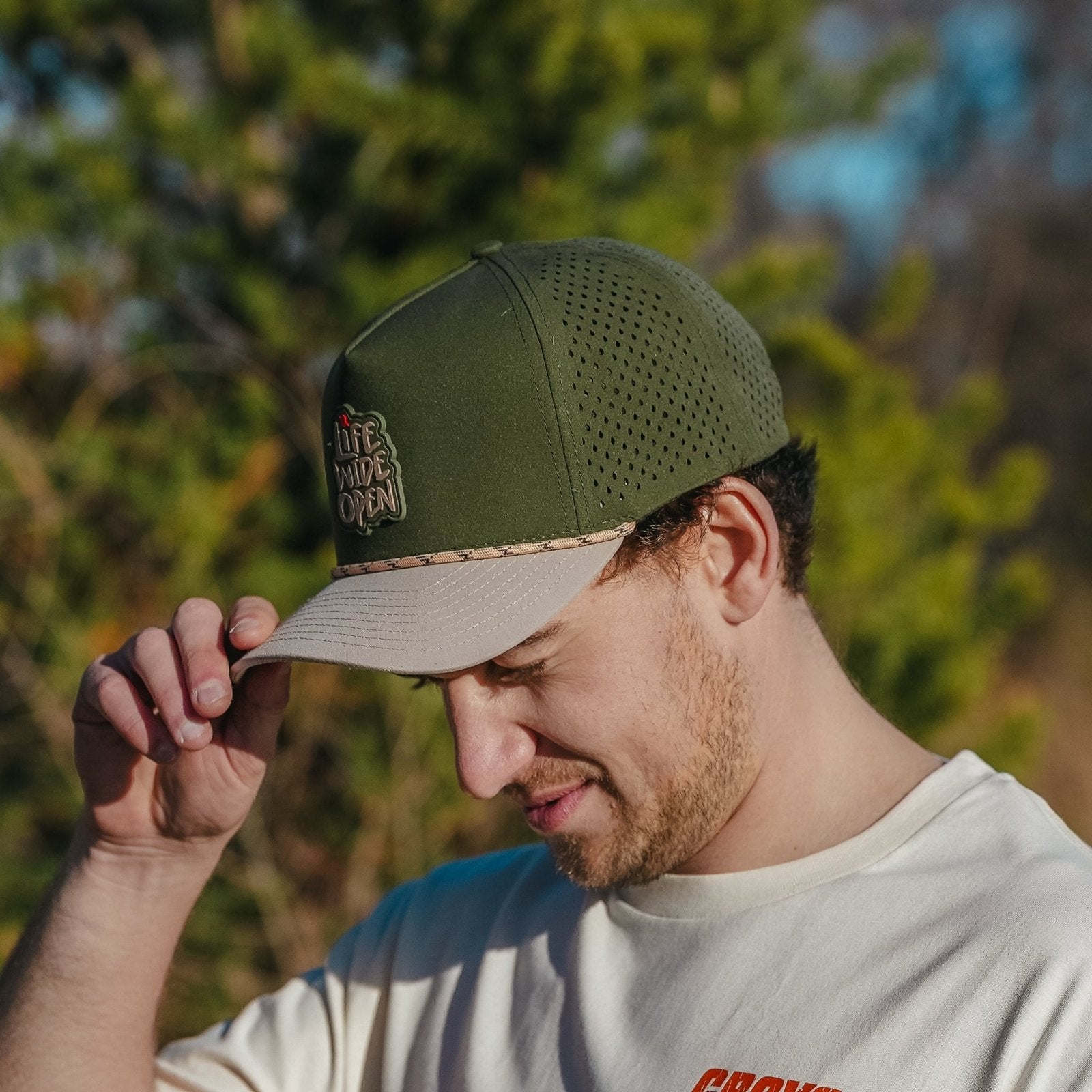 Khaki and Green Rope Performance Snapback
