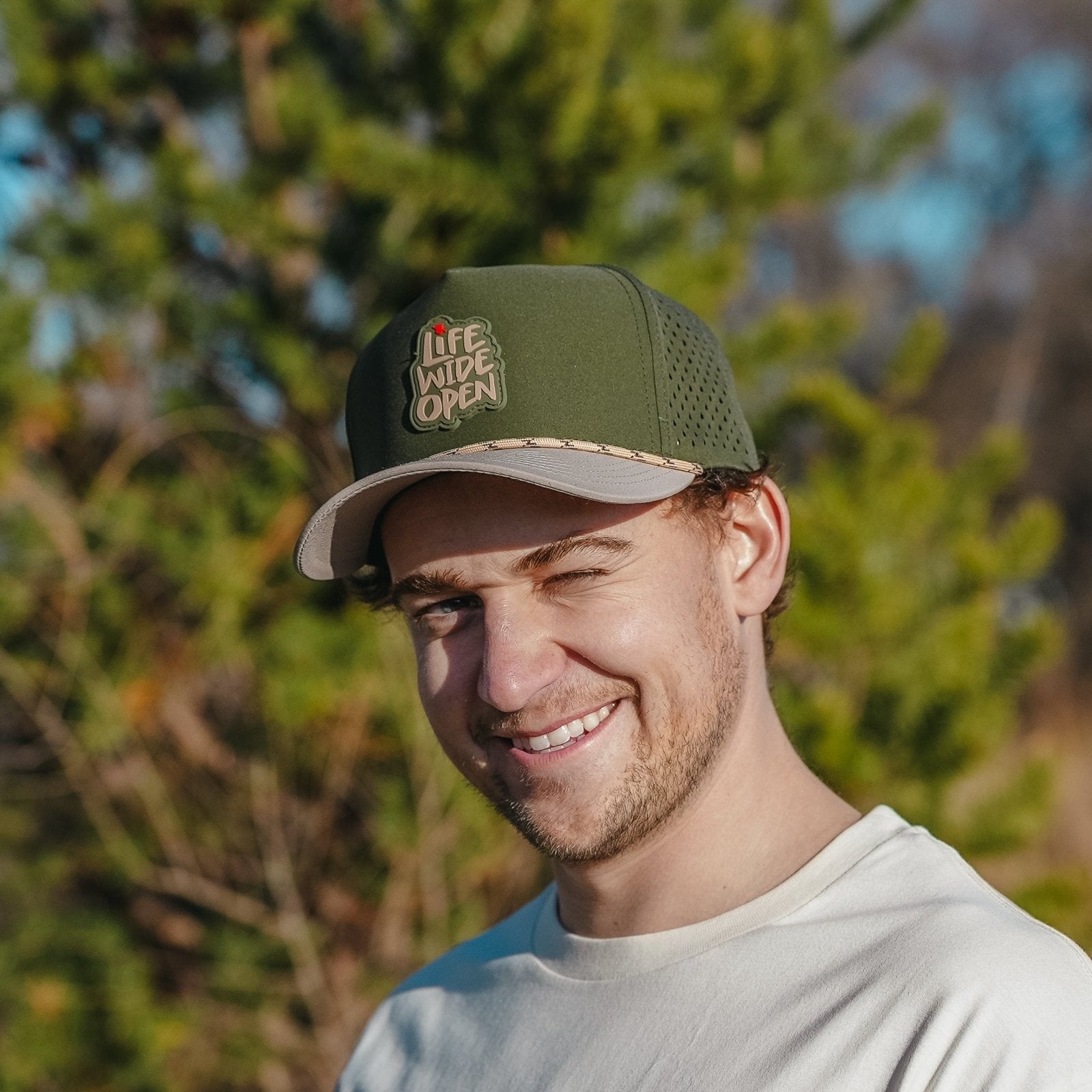 Khaki and Green Rope Performance Snapback
