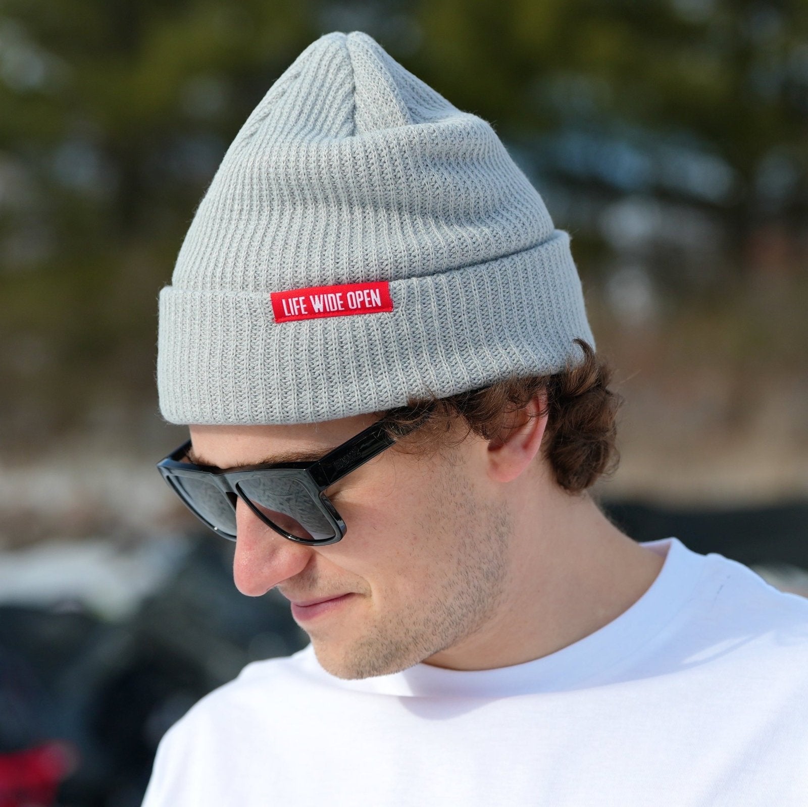 Gray Ribbed Void Beanie