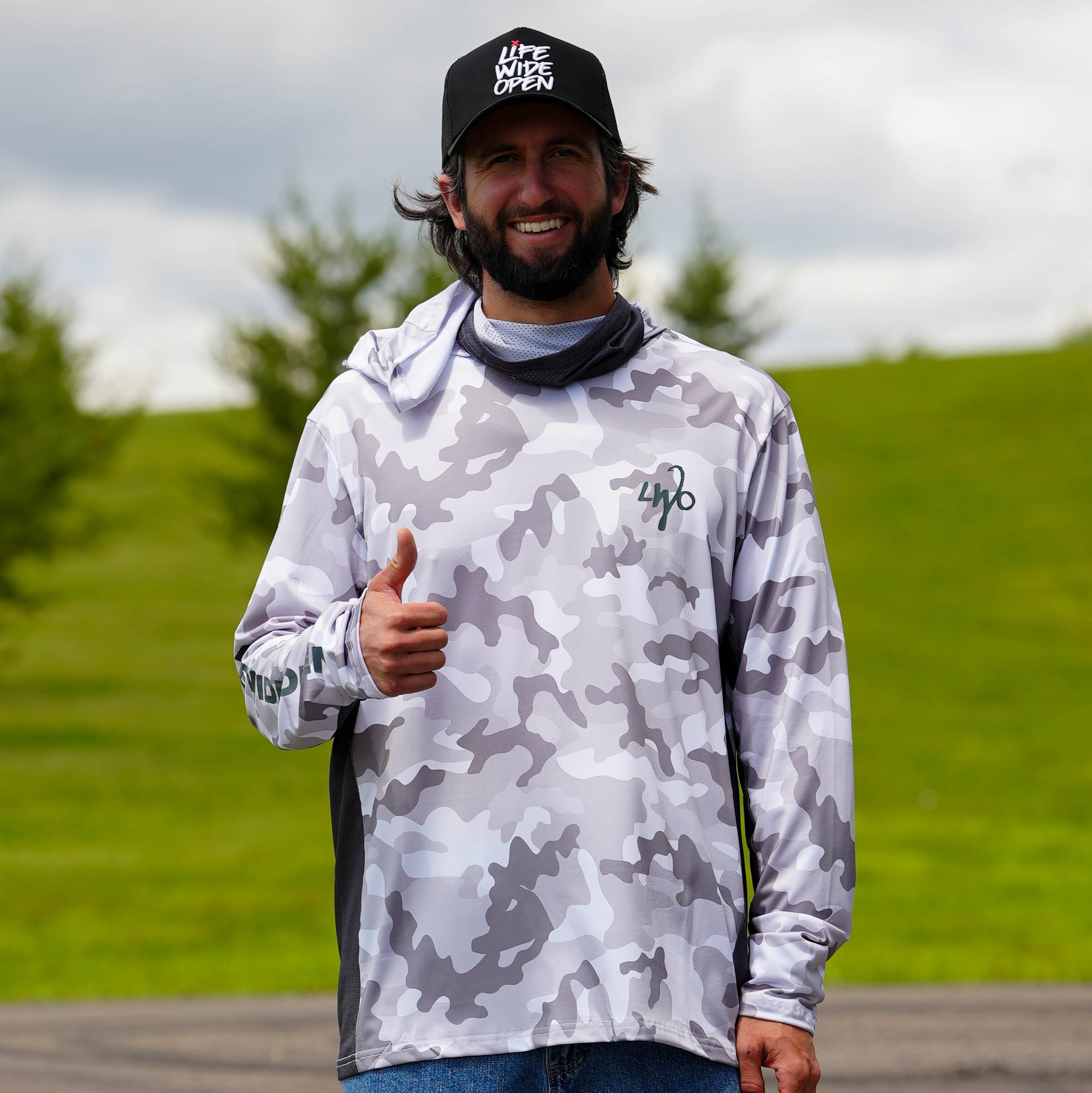 White Camo Lightweight Fishing Hoodie