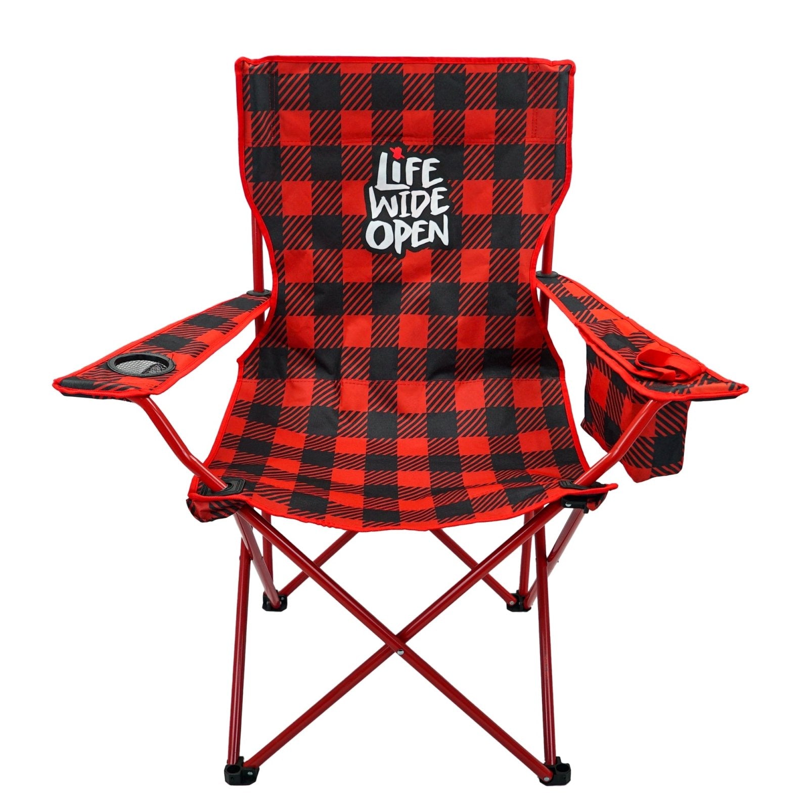 Red Plaid Cooler Lawn Chair