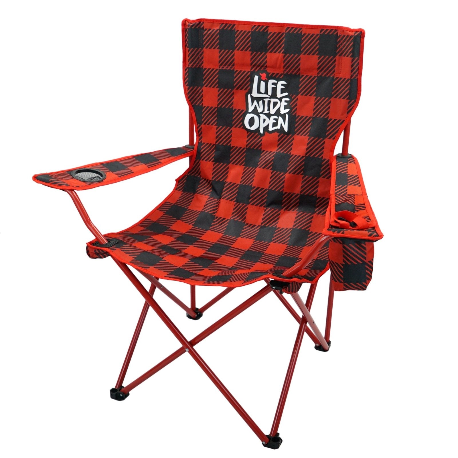 Red Plaid Cooler Lawn Chair