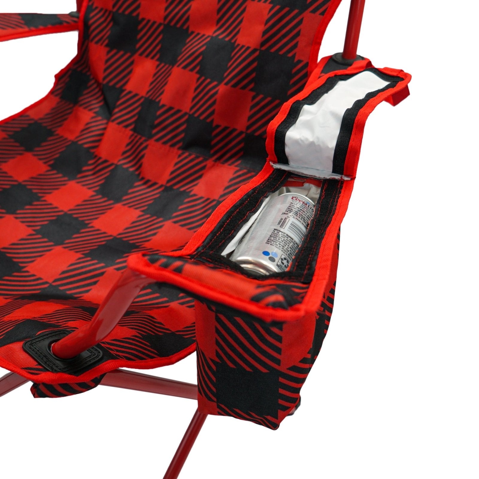 Red Plaid Cooler Lawn Chair