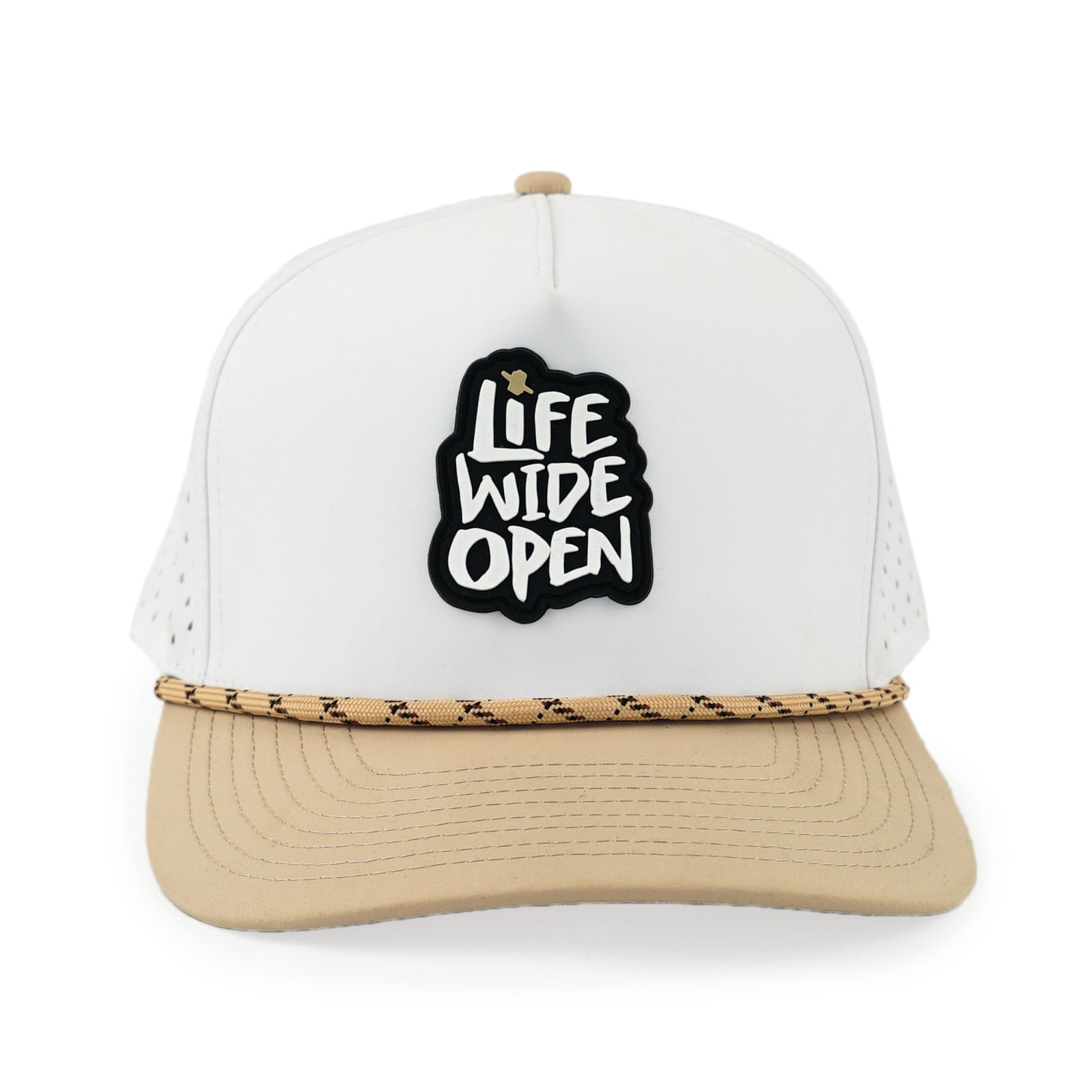 White and Tan Performance Snapback