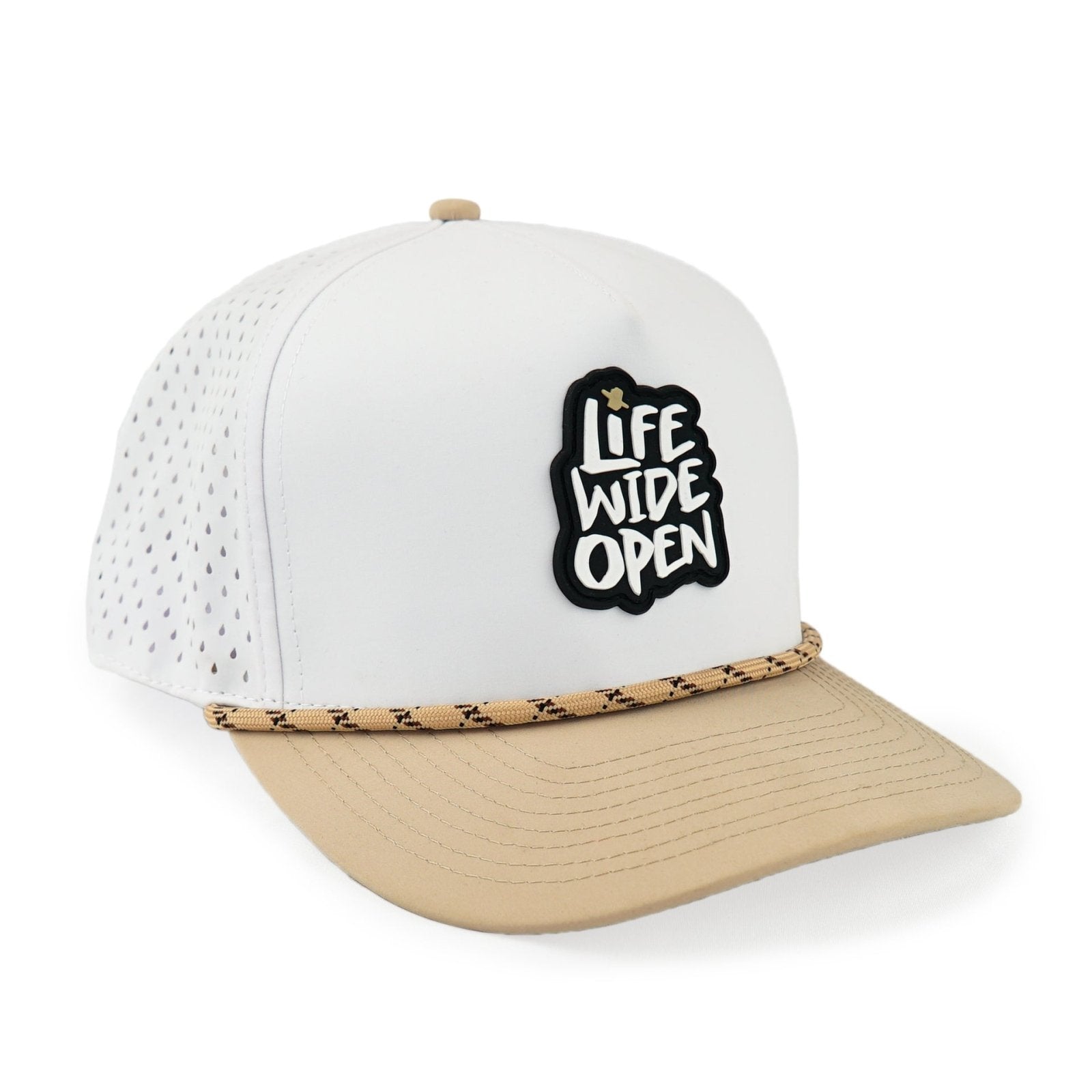 White and Tan Performance Snapback