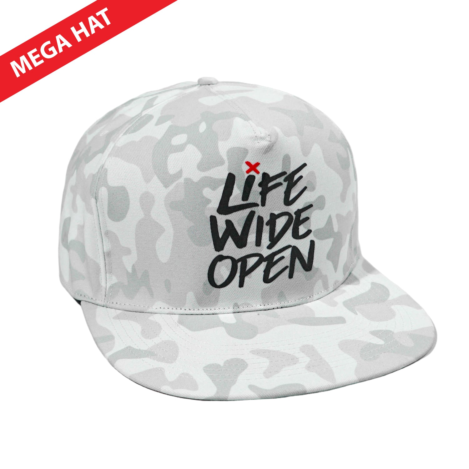 Life Wide Open White Camo Mega Hat