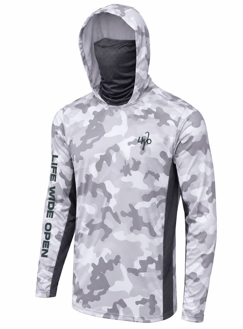 White Camo Lightweight Fishing Hoodie