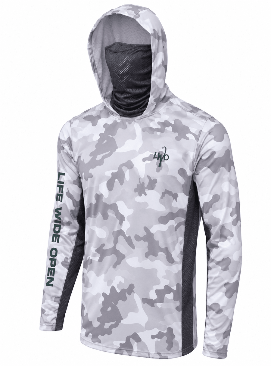 White Camo Lightweight Fishing Hoodie