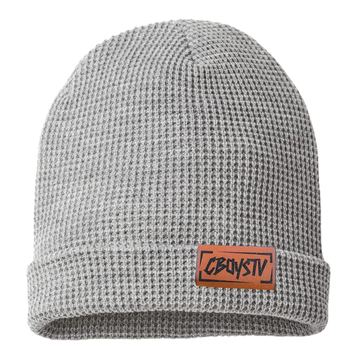 Gray Leather Clip Beanie